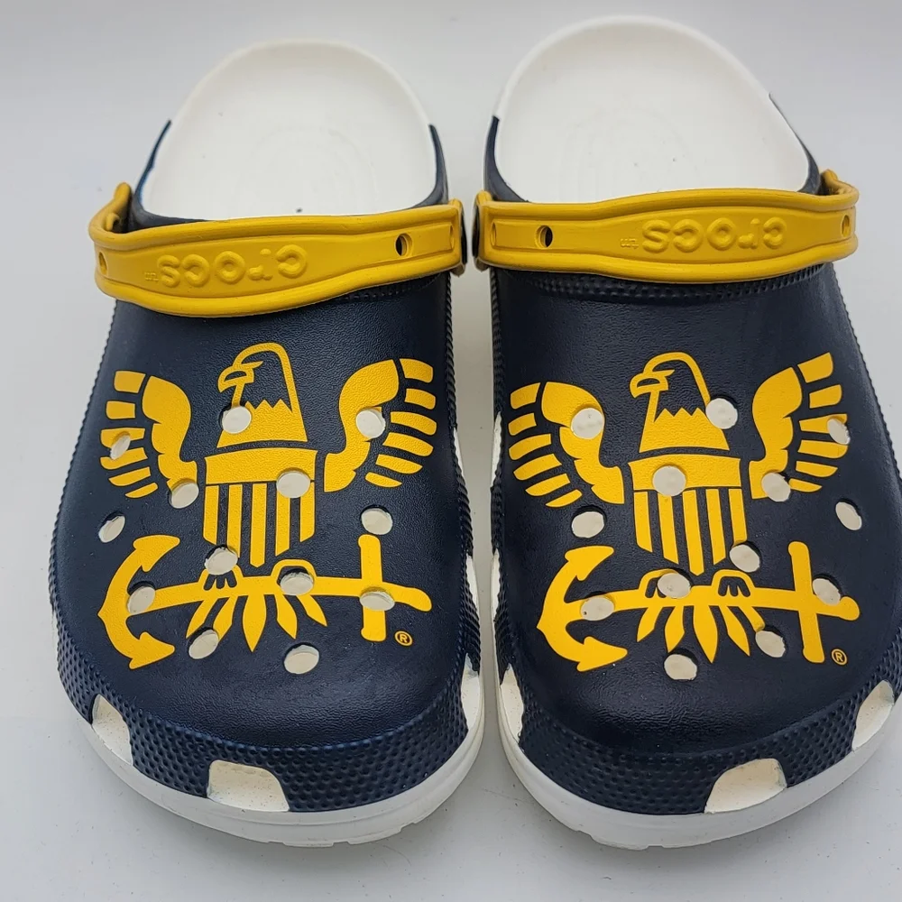 Crocs Navy and‎ Yellow Clogs SIZE M-10; W-12  #1687